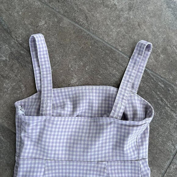 Hollister Purple Lavender Gingham Check Bare Structured Mini Dress Size XS - Picture 11 of 13